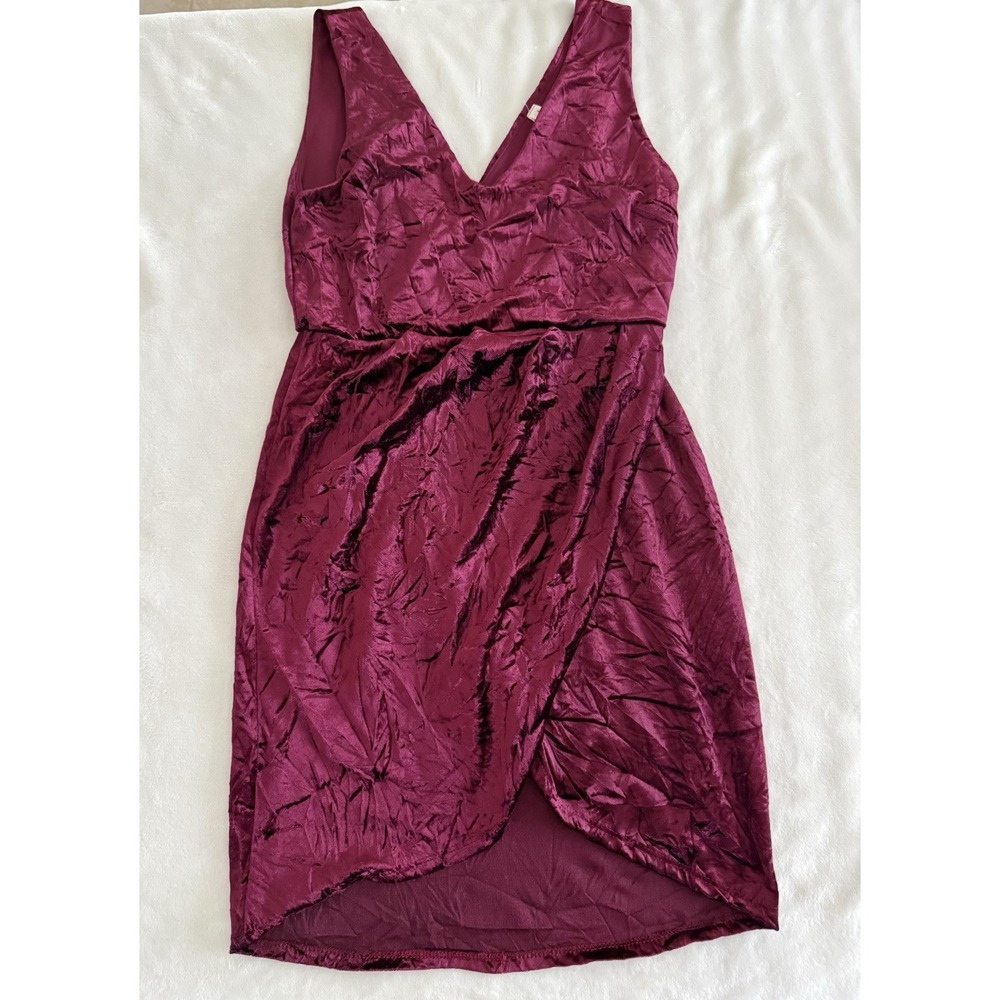 Peppermint USA Velvet Dress Womens Small Burgundy Sleeveless Party